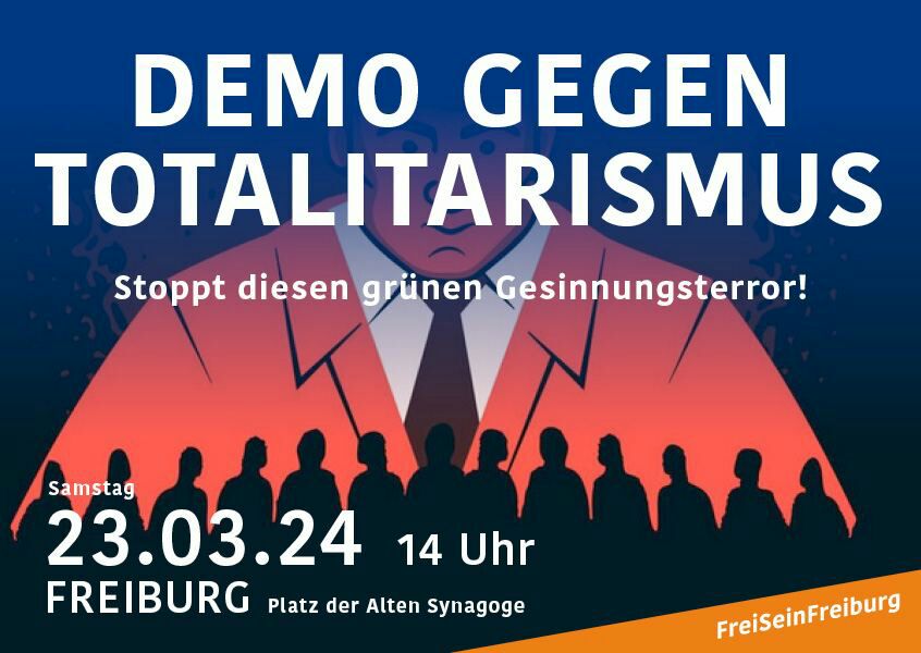 Demo gegen Totalitarismus in Freiburg, Platz der alten Synagoge, am 23. März 2024